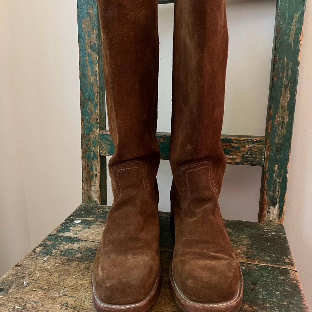Vintage Frye Campus Boots – Brown Suede – Size 9